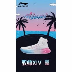 Li-Ning YuShuai 14 “䨻” Miami Night Men’s High Basketball Shoes - White/Blue/Pink