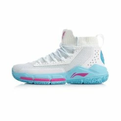 Li-Ning Wade Fission V Mid Professional Basketball Sneakers - White/Blue